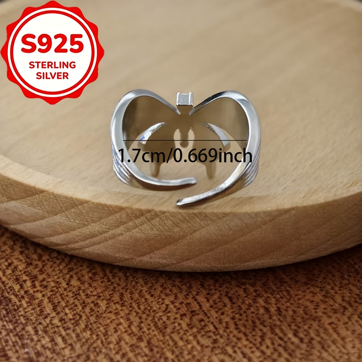 S925 Silver Vintage Brushed Butterfly Open Ring